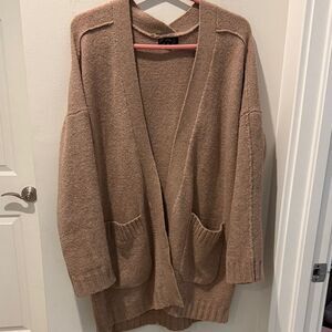 J. Crew Camel wool blend Oversized Open-Front Cardigan size Small